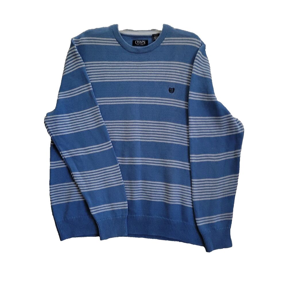 Gap Men's Blue White Striped Sweater Size XL 100% Cotton Pullover Midweight